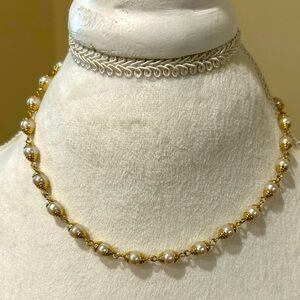 Richelieu Goldtone and FauxPearl Necklace polished elegant sophisticated upscale